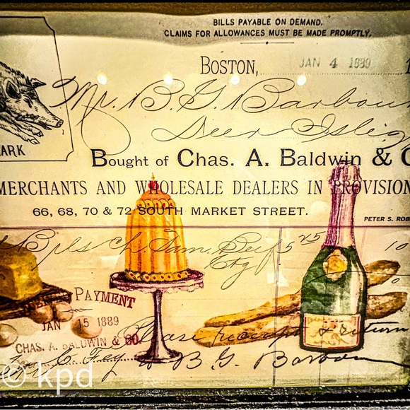 Vintage 1889 Boston Invoice Wall Art, Framed Antique Ephemera - Picture 2 of 9
